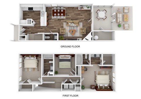 the outlooks of a 1 bedroom floor plan and a 2 bedroom